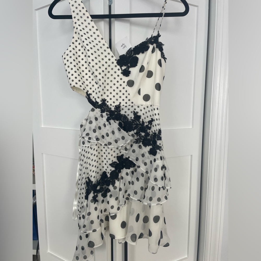 BCBG black/white polka dot dress
